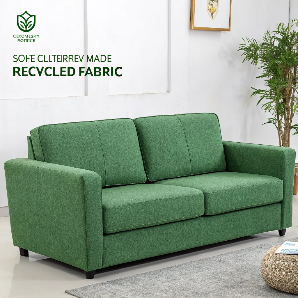 Stylish green sofa set from recycled fabric