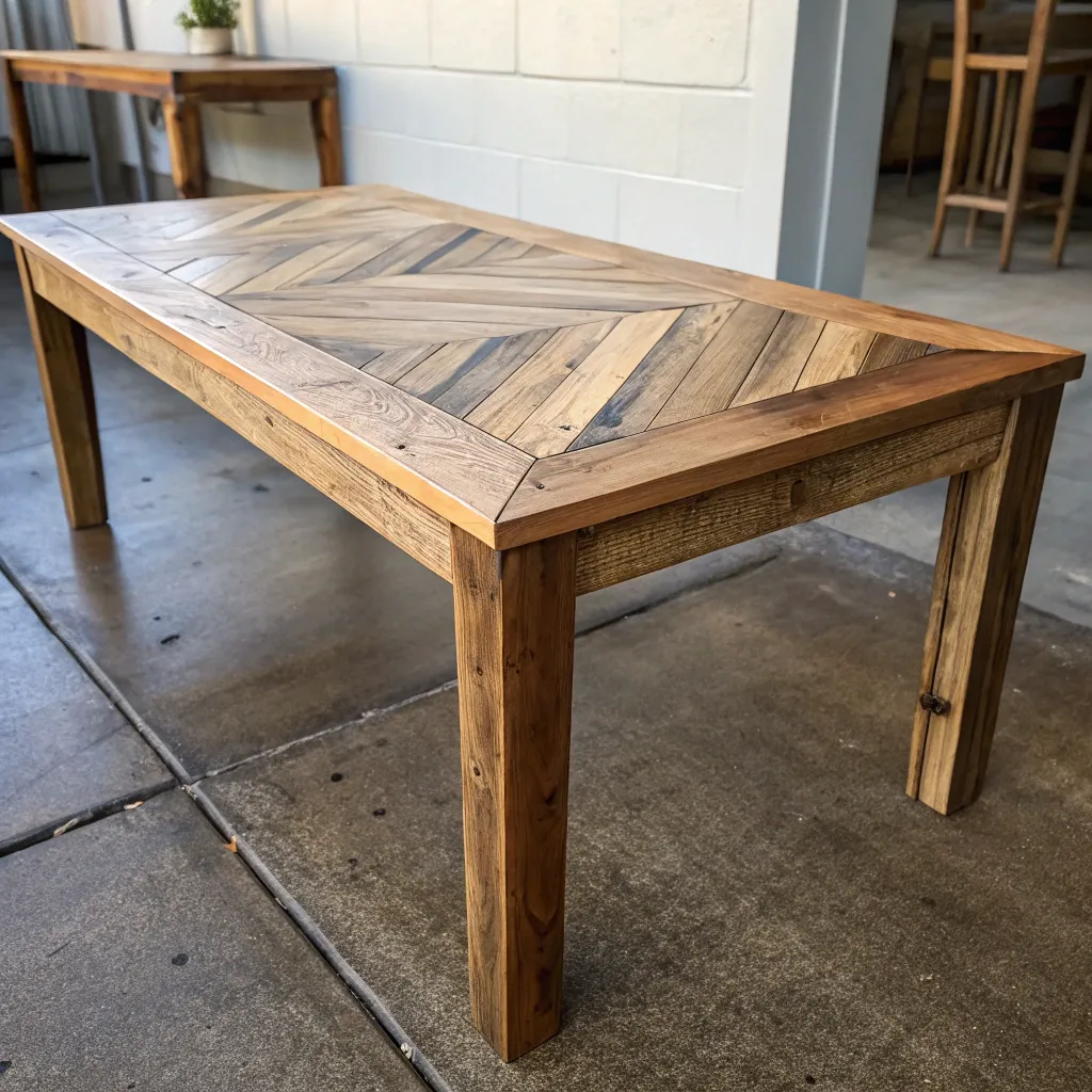 Upcycled wooden table with modern design